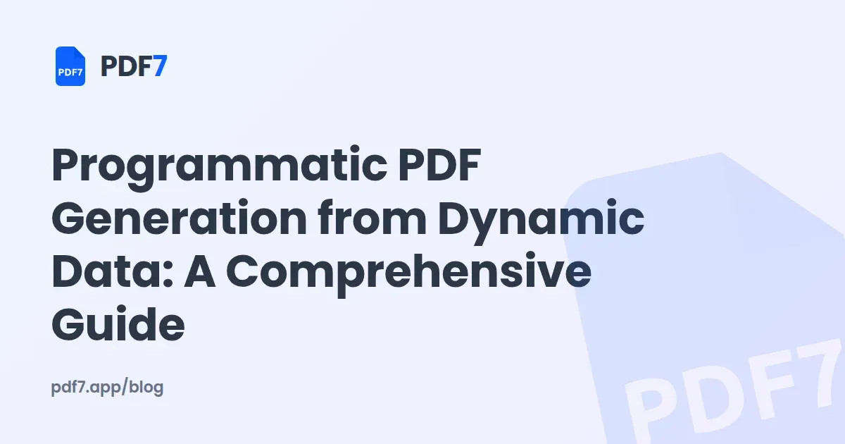 Programmatic PDF Generation from Dynamic Data: A Comprehensive Guide