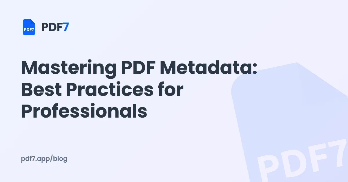 Mastering PDF Metadata: Best Practices for Professionals